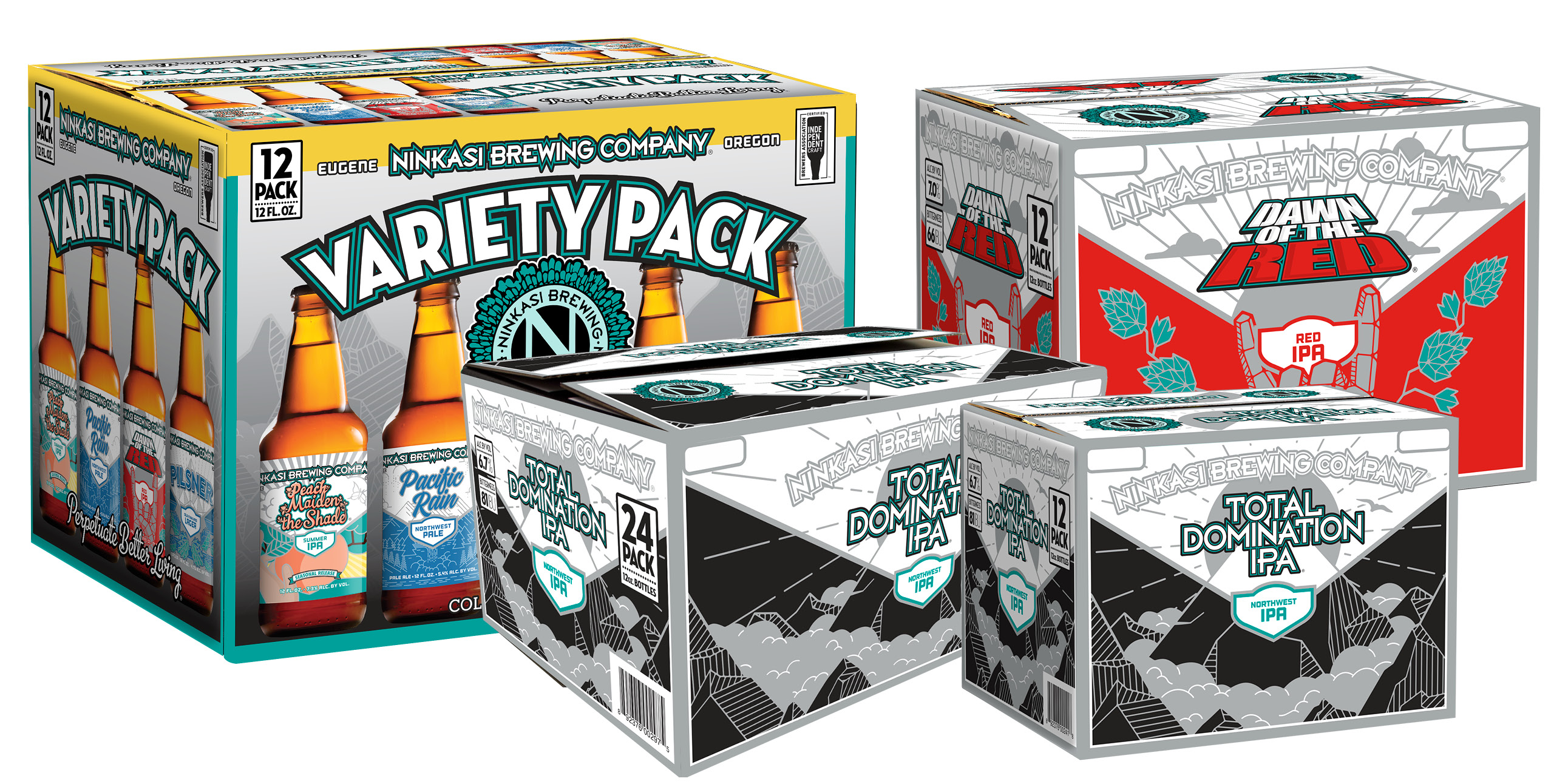 Seasonal corrugated packaging for a of Ninkasi Brewing.