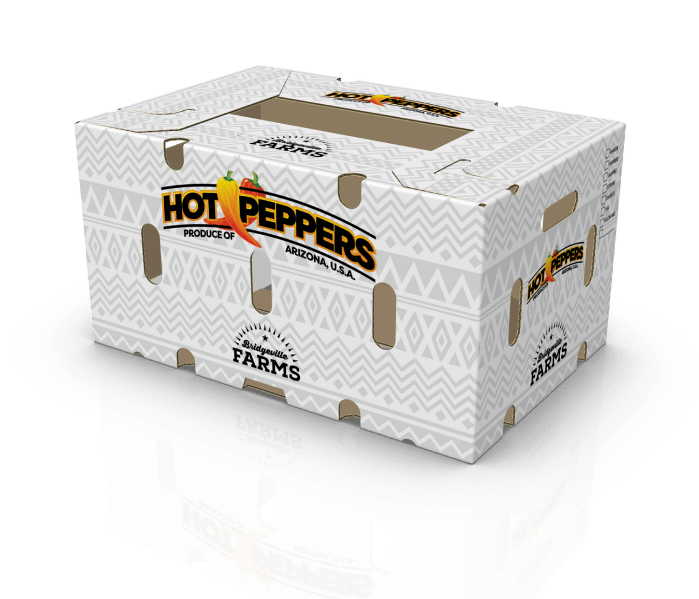 Bridgeville Farms hot peppers box.